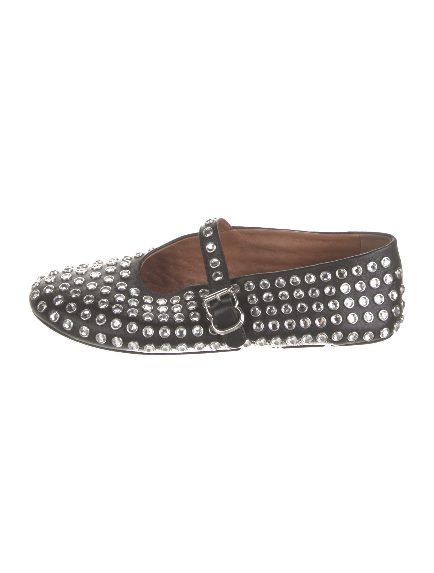 Alaïa Leather Crystal Embellishments Mary Jane Flats
