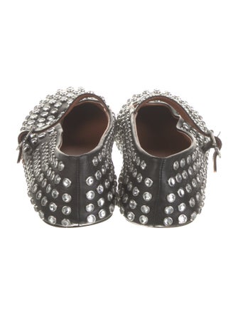 Alaïa Leather Crystal Embellishments Mary Jane Flats