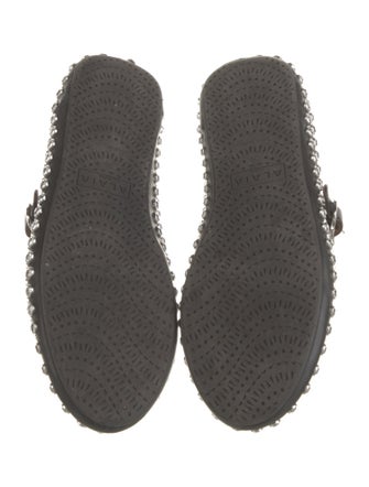 Alaïa Leather Crystal Embellishments Mary Jane Flats