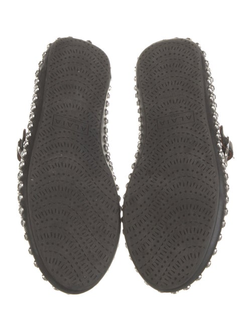 Alaïa Leather Crystal Embellishments Mary Jane Flats