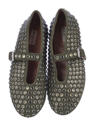 Alaïa Suede Printed Mary Jane Flats