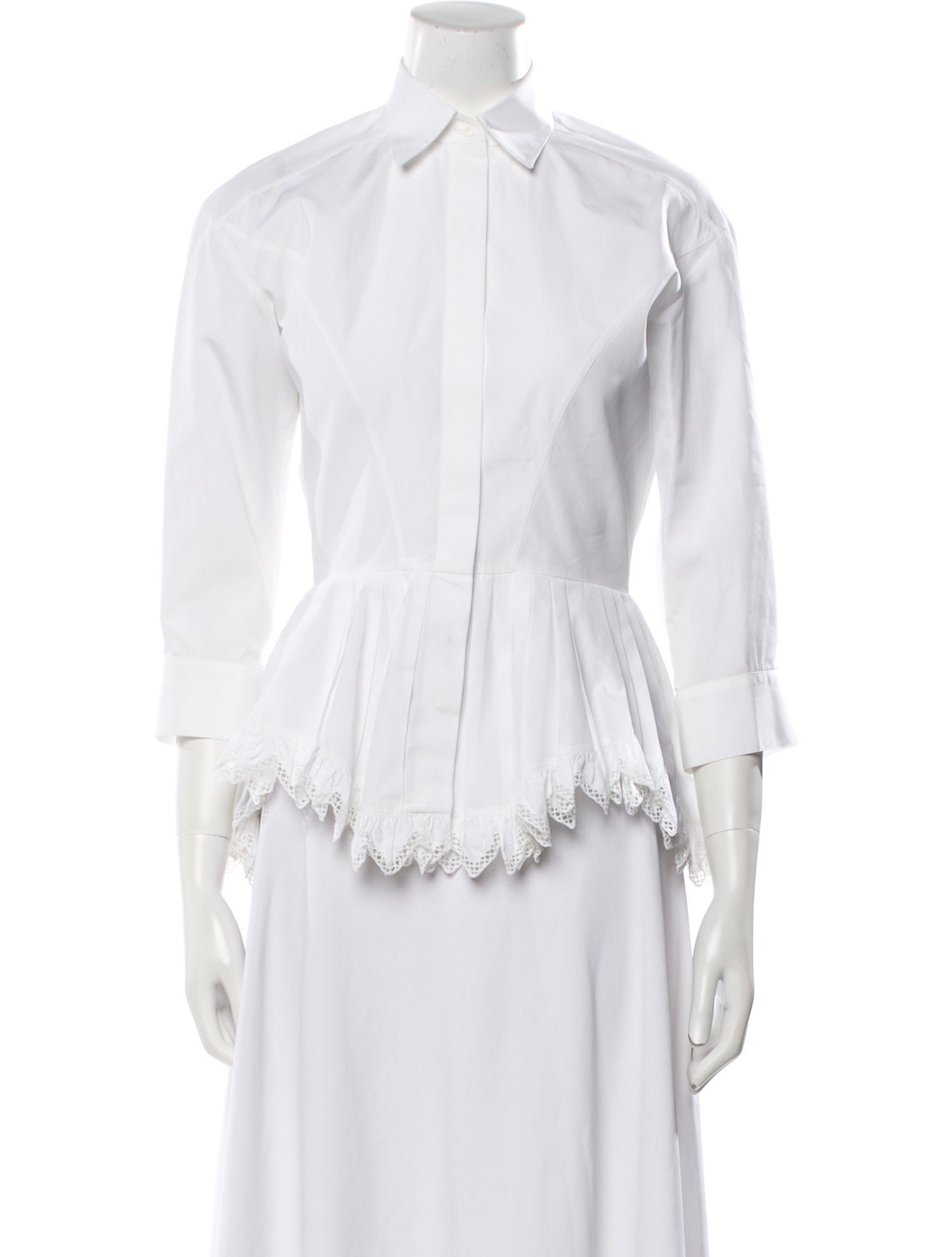 Alaïa Three-Quarter Sleeve Button-Up Top