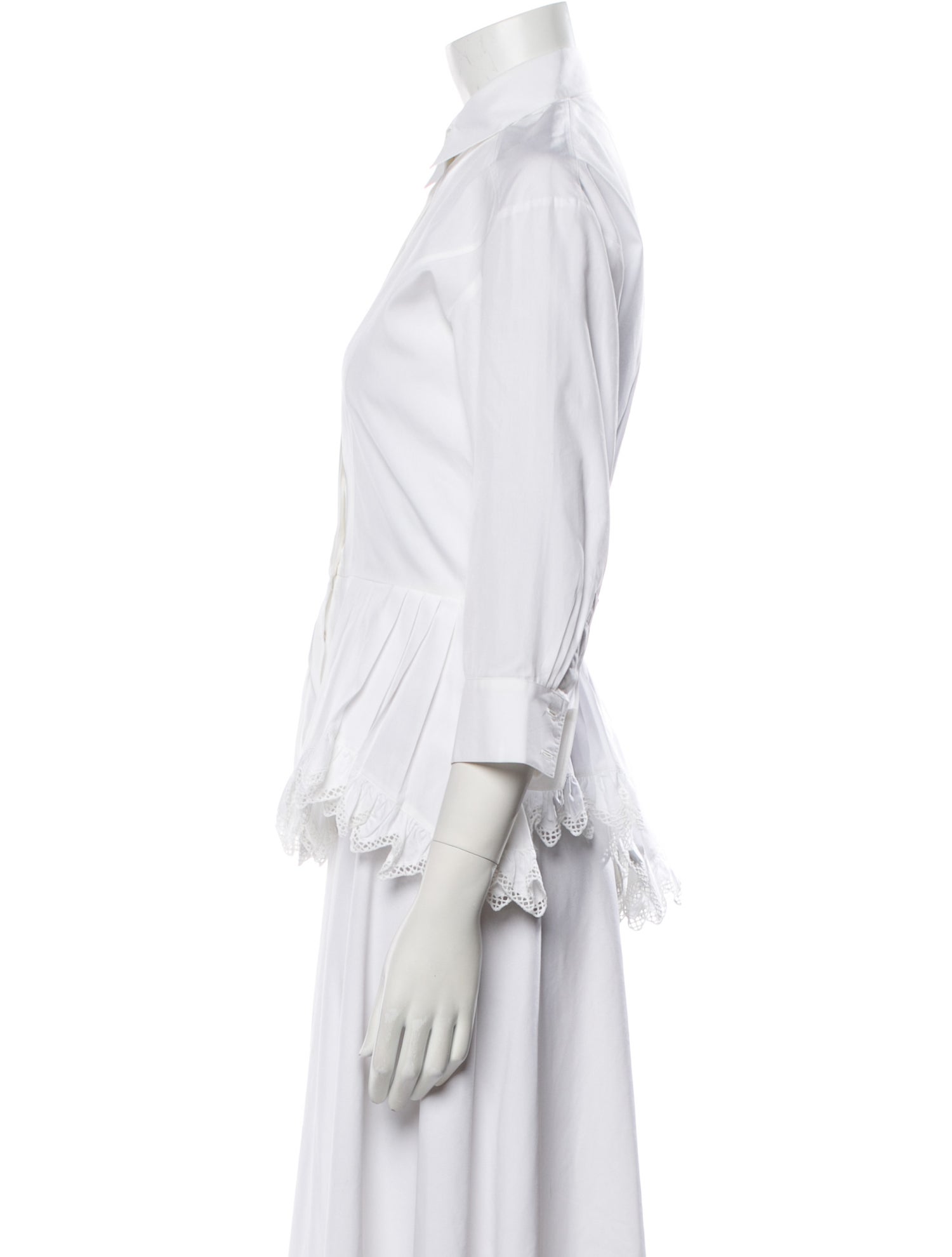 Alaïa Three-Quarter Sleeve Button-Up Top