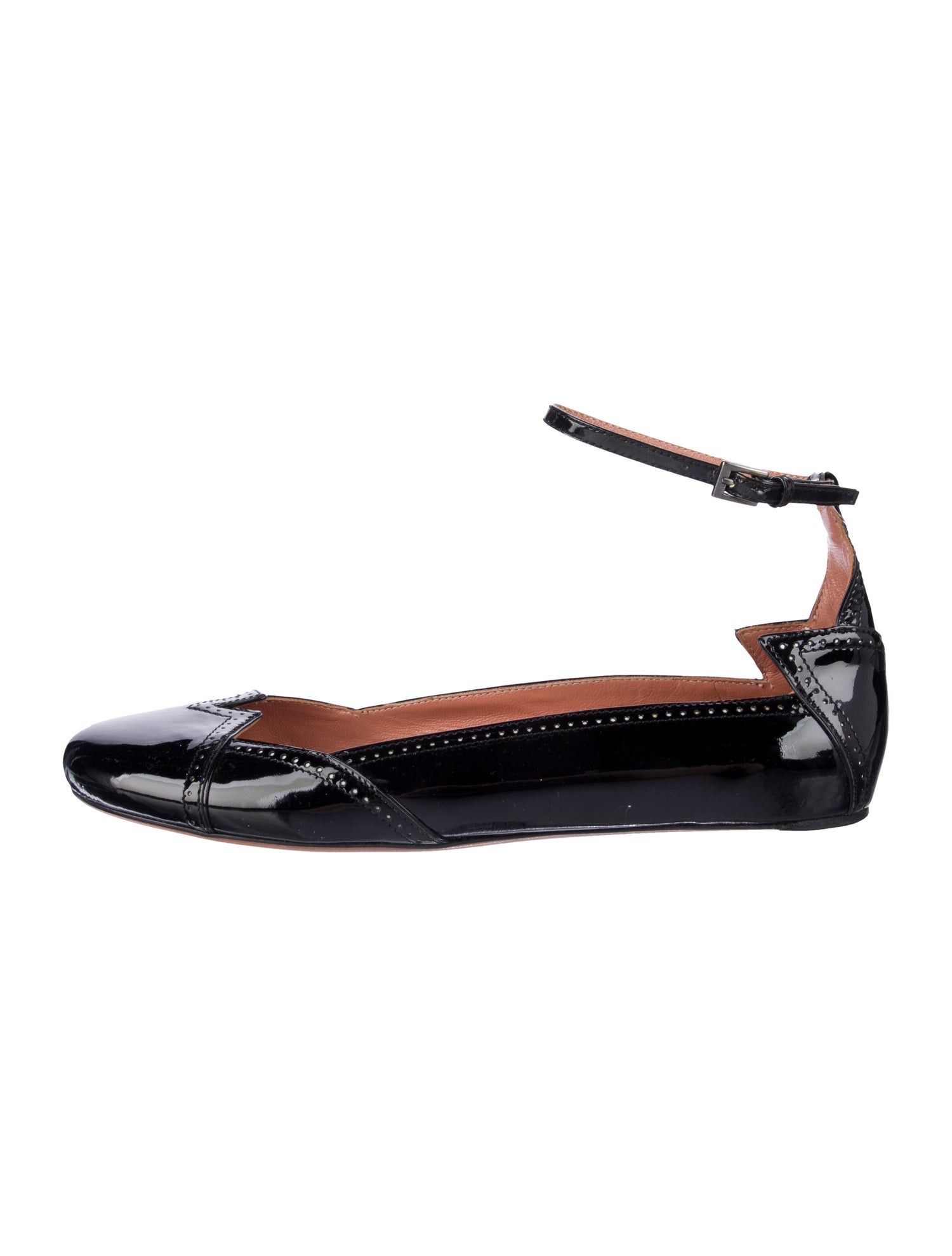 Alaïa Patent Leather Lasercut Accents Ballet Flats