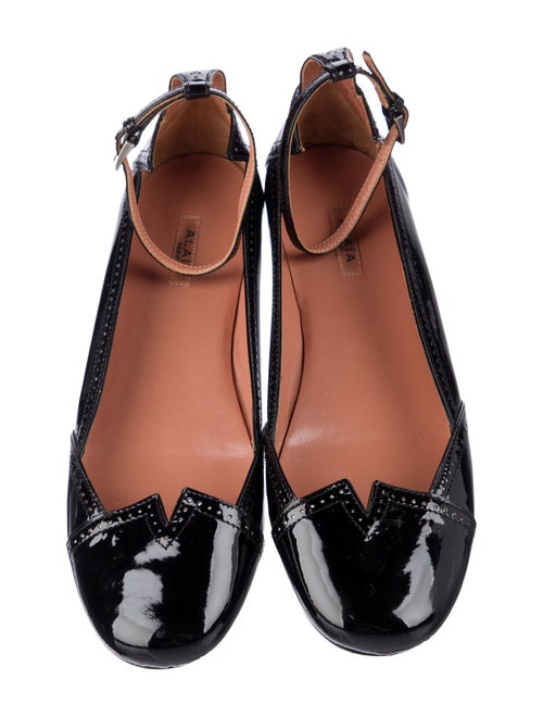Alaïa Patent Leather Lasercut Accents Ballet Flats