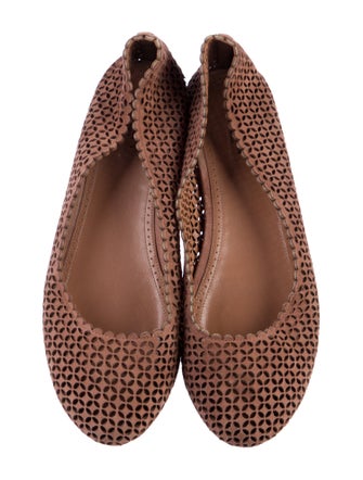 Alaïa Leather Cutout Accent Ballet Flats