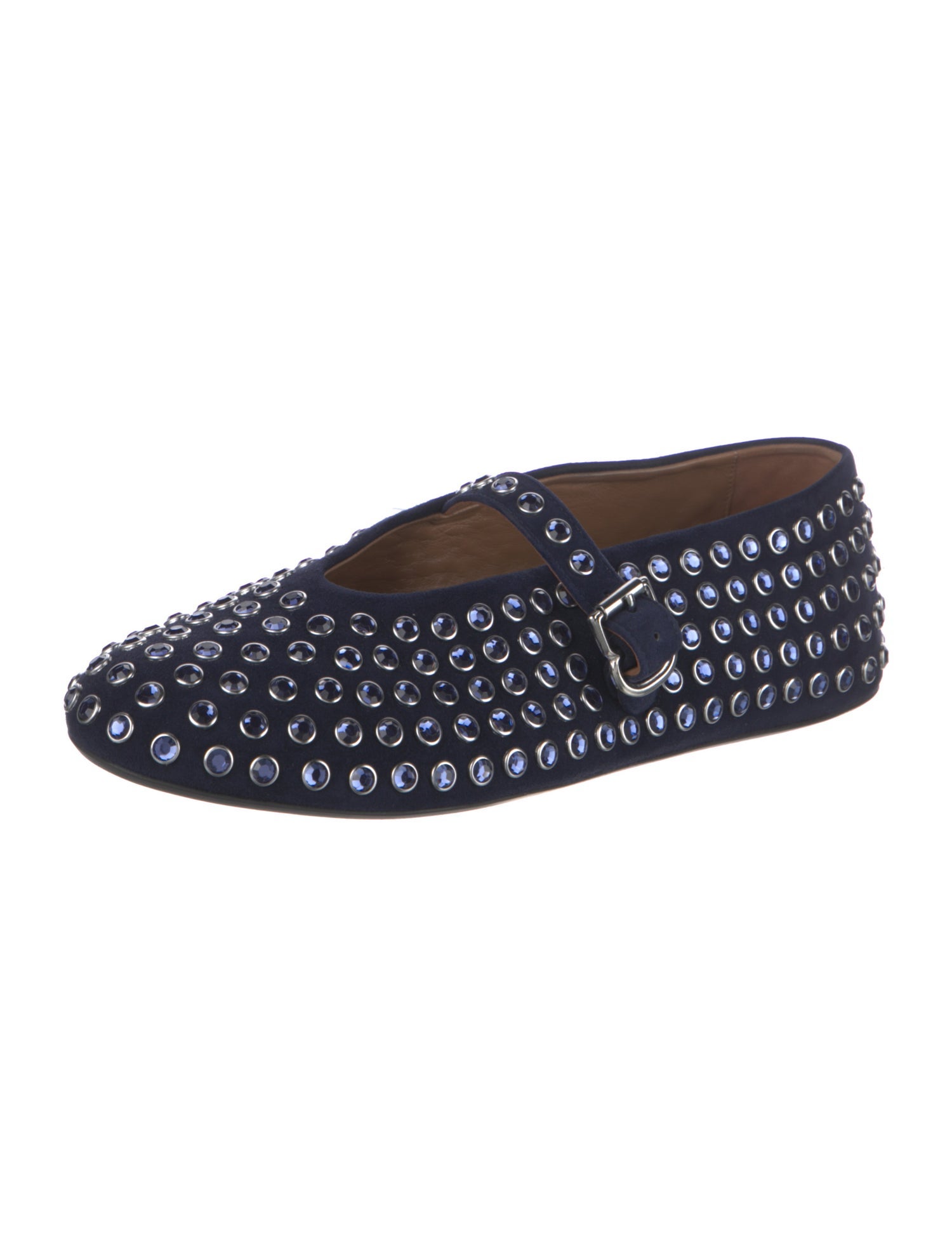 Alaïa Leather Crystal Embellishments Mary Jane Flats