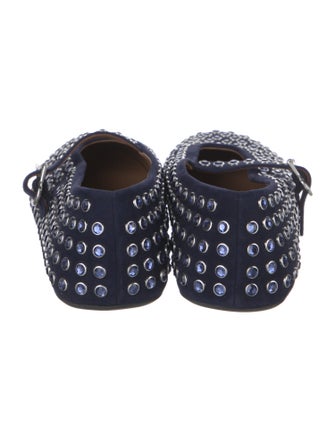 Alaïa Leather Crystal Embellishments Mary Jane Flats