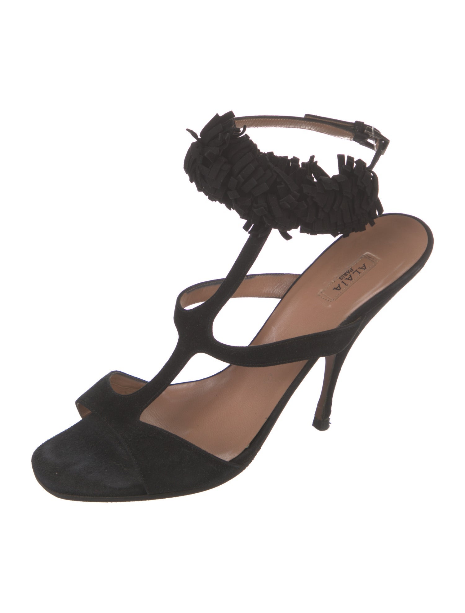 Alaïa Suede Fringe Trim Accent Sandals