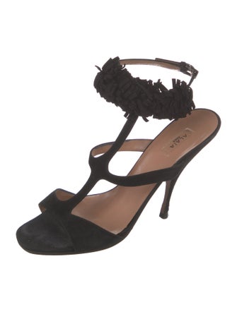 Alaïa Suede Fringe Trim Accent Sandals