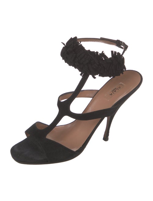 Alaïa Suede Fringe Trim Accent Sandals