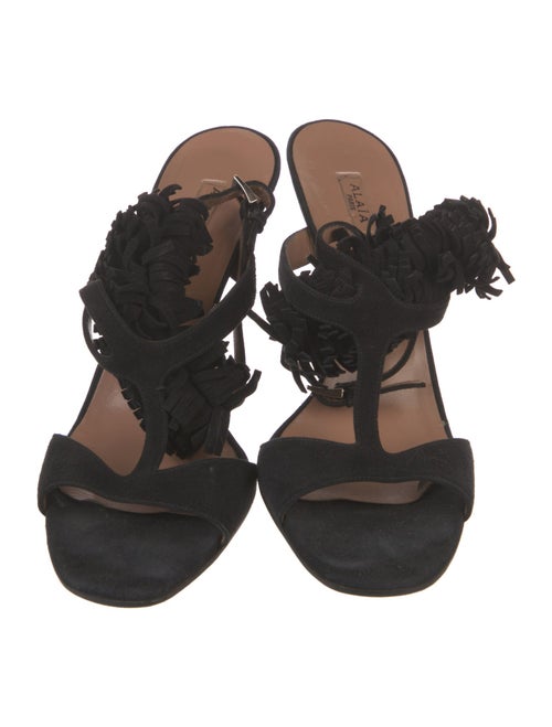 Alaïa Suede Fringe Trim Accent Sandals