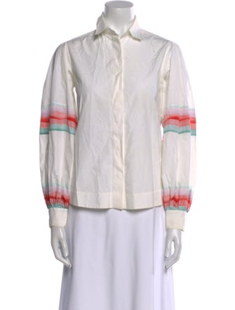 Alaïa Striped Long Sleeve Button-Up Top