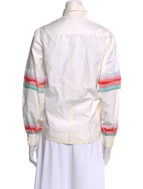 Alaïa Striped Long Sleeve Button-Up Top