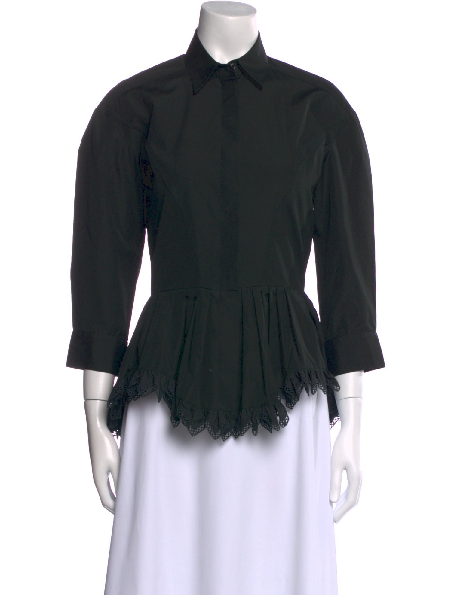 Alaïa Three-Quarter Sleeve Button-Up Top