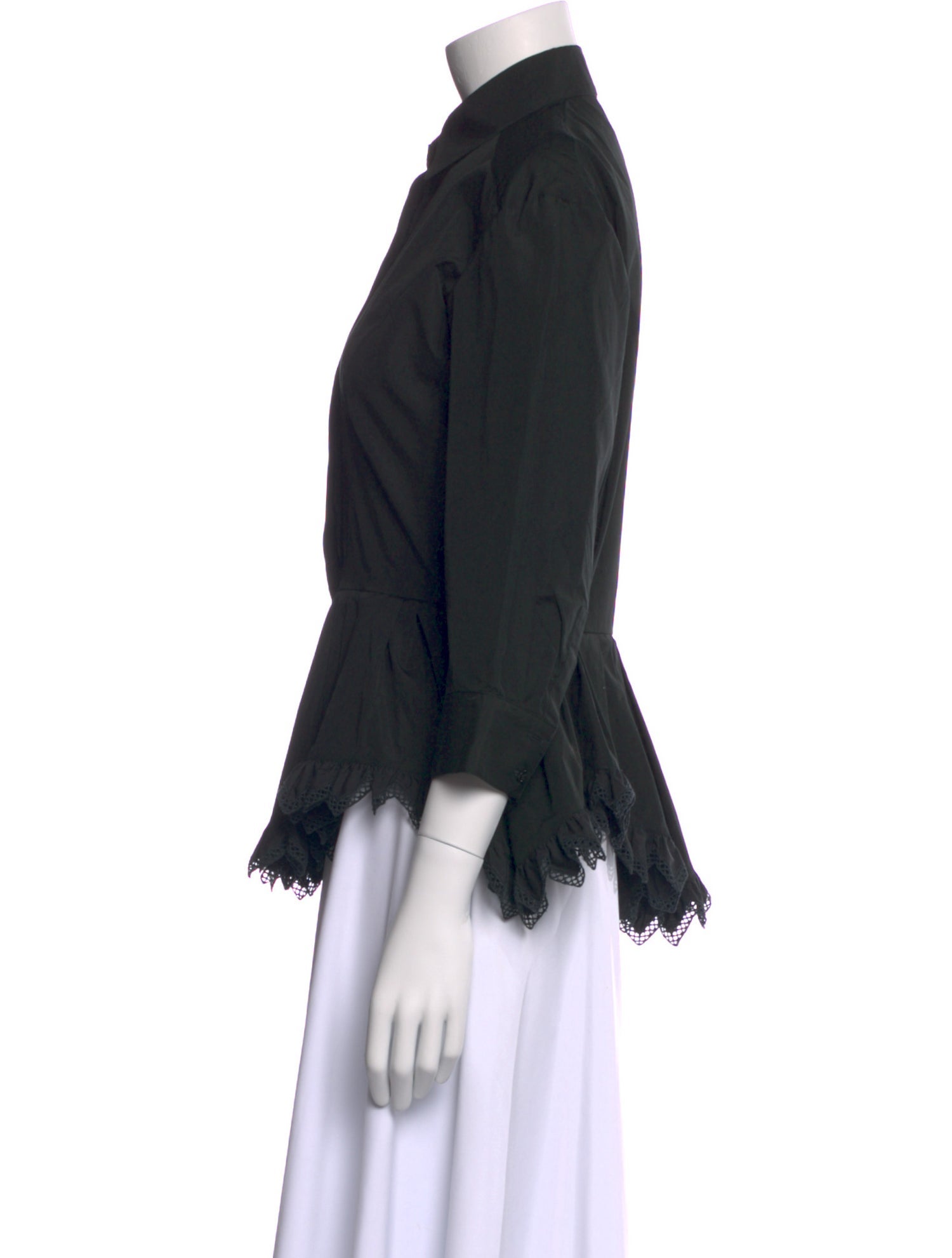 Alaïa Three-Quarter Sleeve Button-Up Top