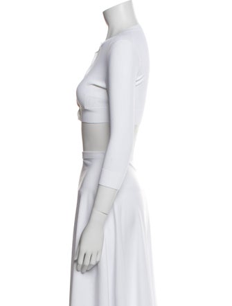 Alaïa Crew Neck Three-Quarter Sleeve Crop Top