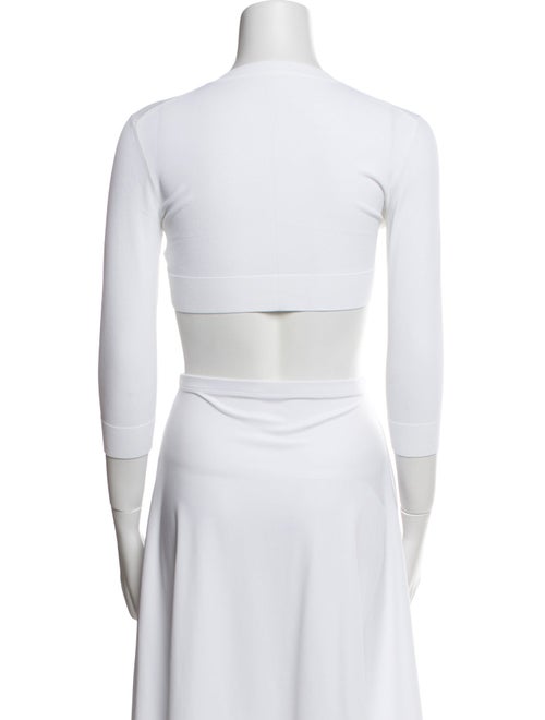 Alaïa Crew Neck Three-Quarter Sleeve Crop Top