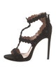 Alaïa Spike Accents Suede T-Strap Sandals