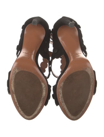 Alaïa Spike Accents Suede T-Strap Sandals