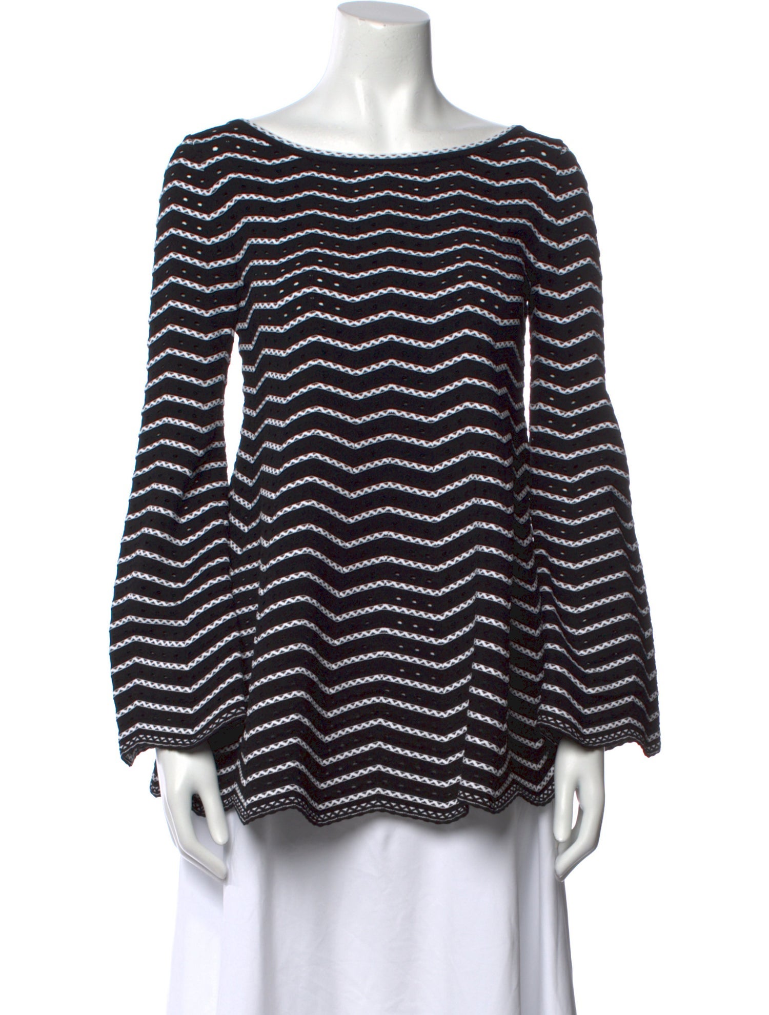 Alaïa Striped Bateau Neckline Blouse