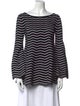 Alaïa Striped Bateau Neckline Blouse
