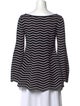 Alaïa Striped Bateau Neckline Blouse