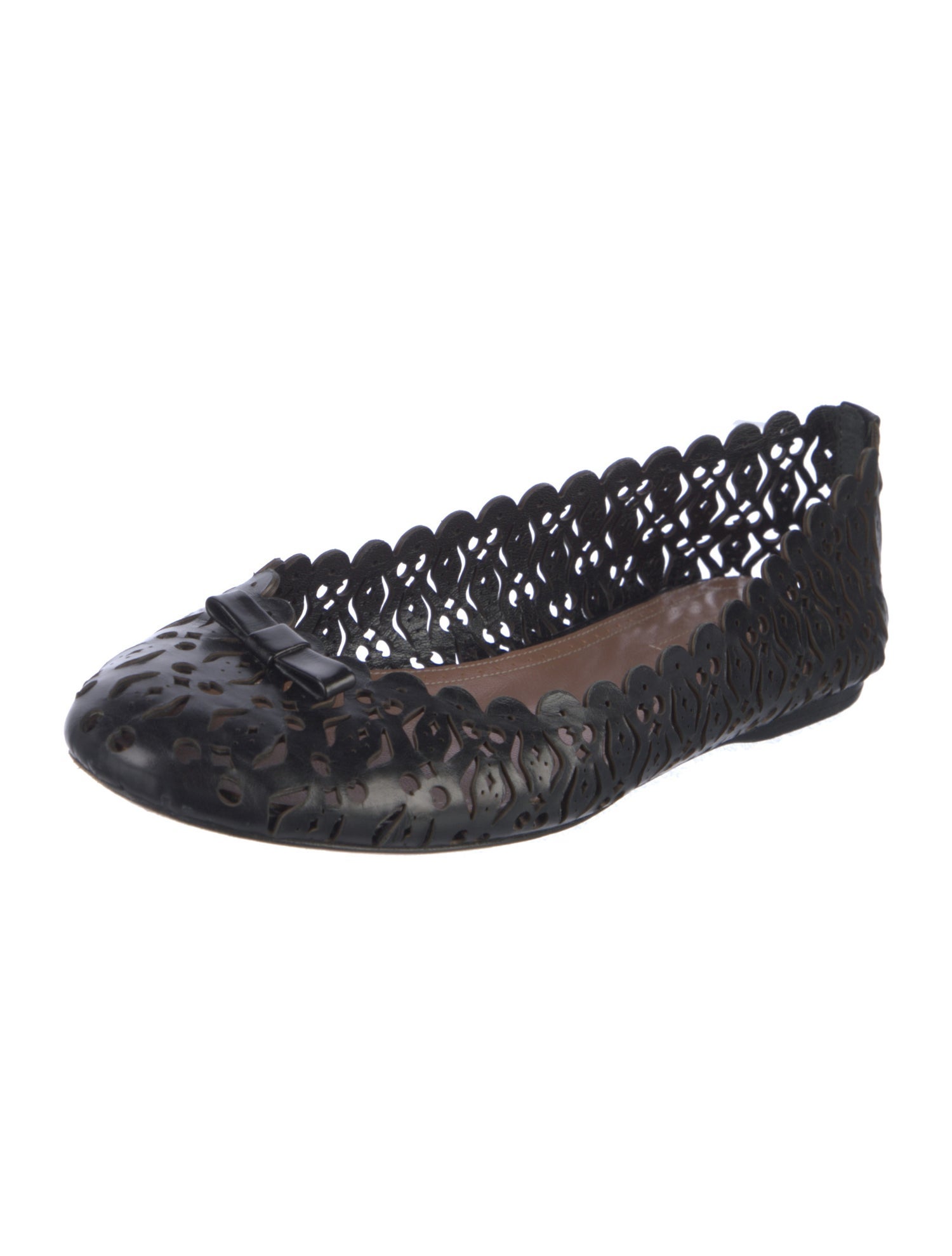 Alaïa Leather Lasercut Accents Ballet Flats