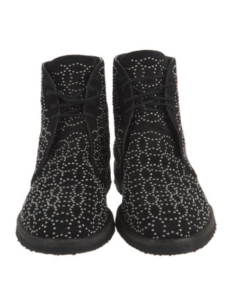 Alaïa Suede Patterned Lace-Up Boots