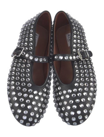 Alaïa Leather Crystal Embellishments Espadrilles