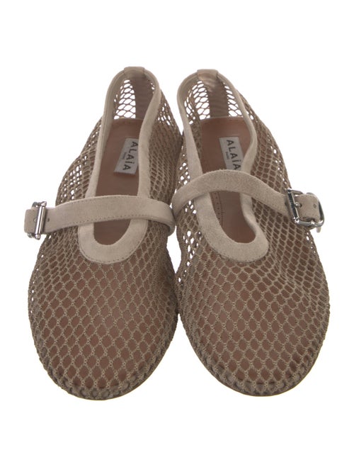 Alaïa Mesh Animal Print Mary Jane Flats