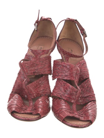 Alaïa Leather Animal Print T-Strap Pumps