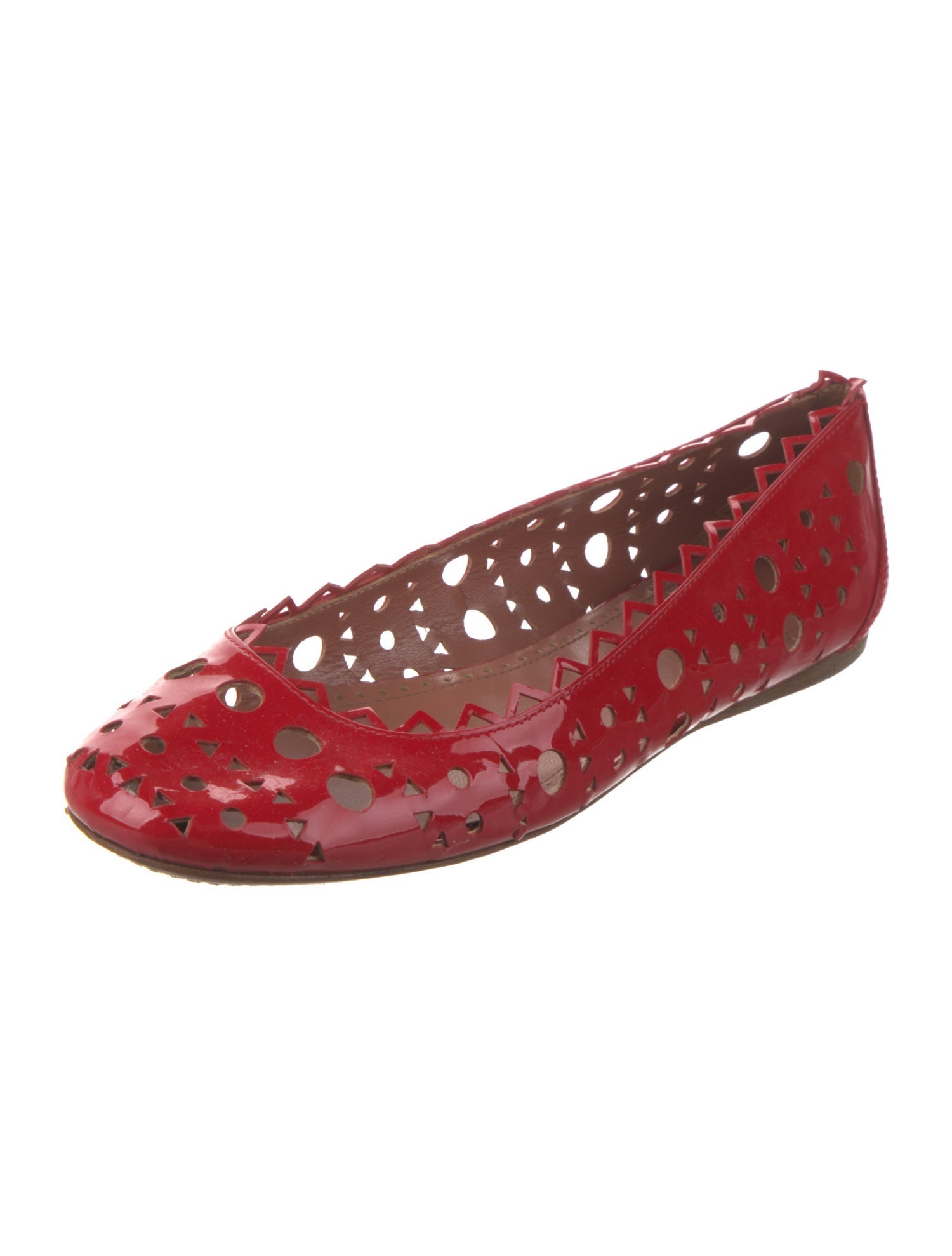 Alaïa Patent Leather Cutout Accent Ballet Flats