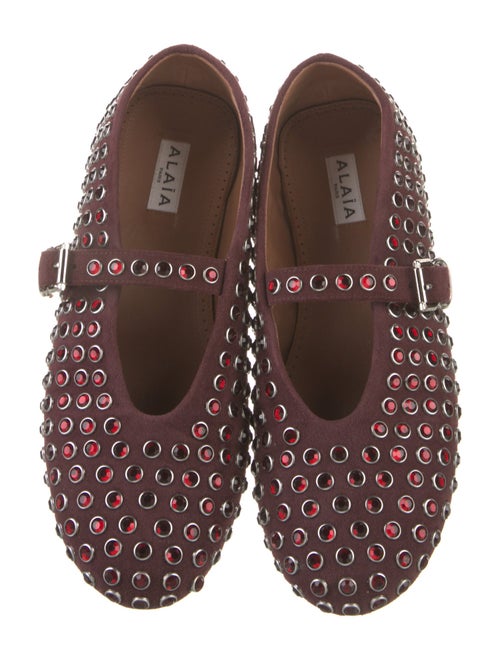 Alaïa Suede Crystal Embellishments Ballet Flats