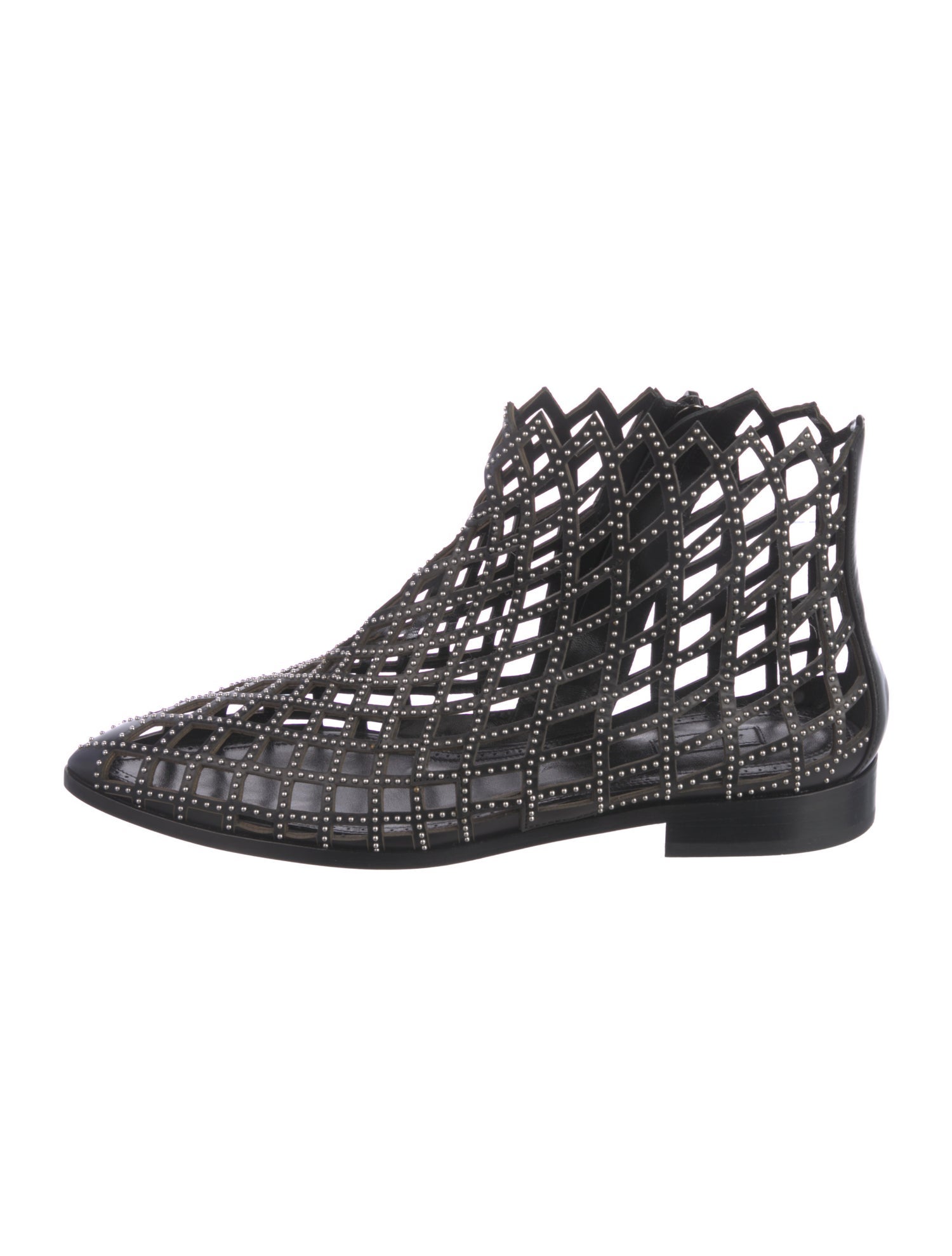 Alaïa Leather Studded Accents Lace-Up Boots