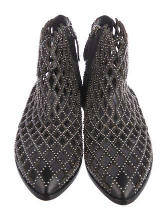 Alaïa Leather Studded Accents Lace-Up Boots