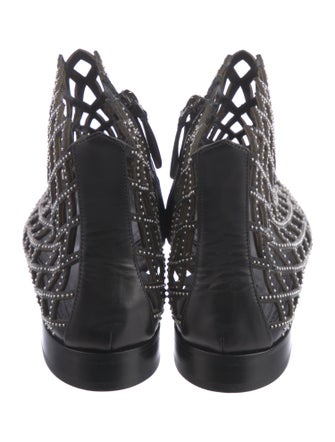Alaïa Leather Studded Accents Lace-Up Boots