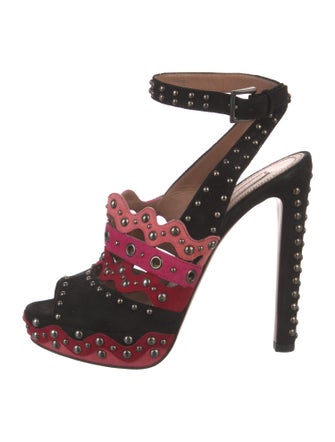 Alaïa Suede Colorblock Pattern Slingback Pumps