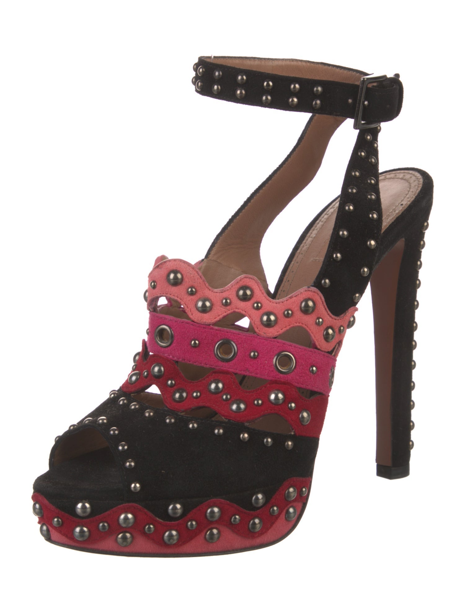 Alaïa Suede Colorblock Pattern Slingback Pumps