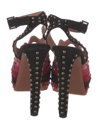 Alaïa Suede Colorblock Pattern Slingback Pumps