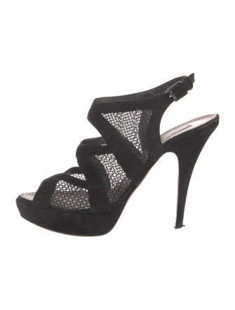 Alaïa Suede Mesh Accents Slingback Pumps