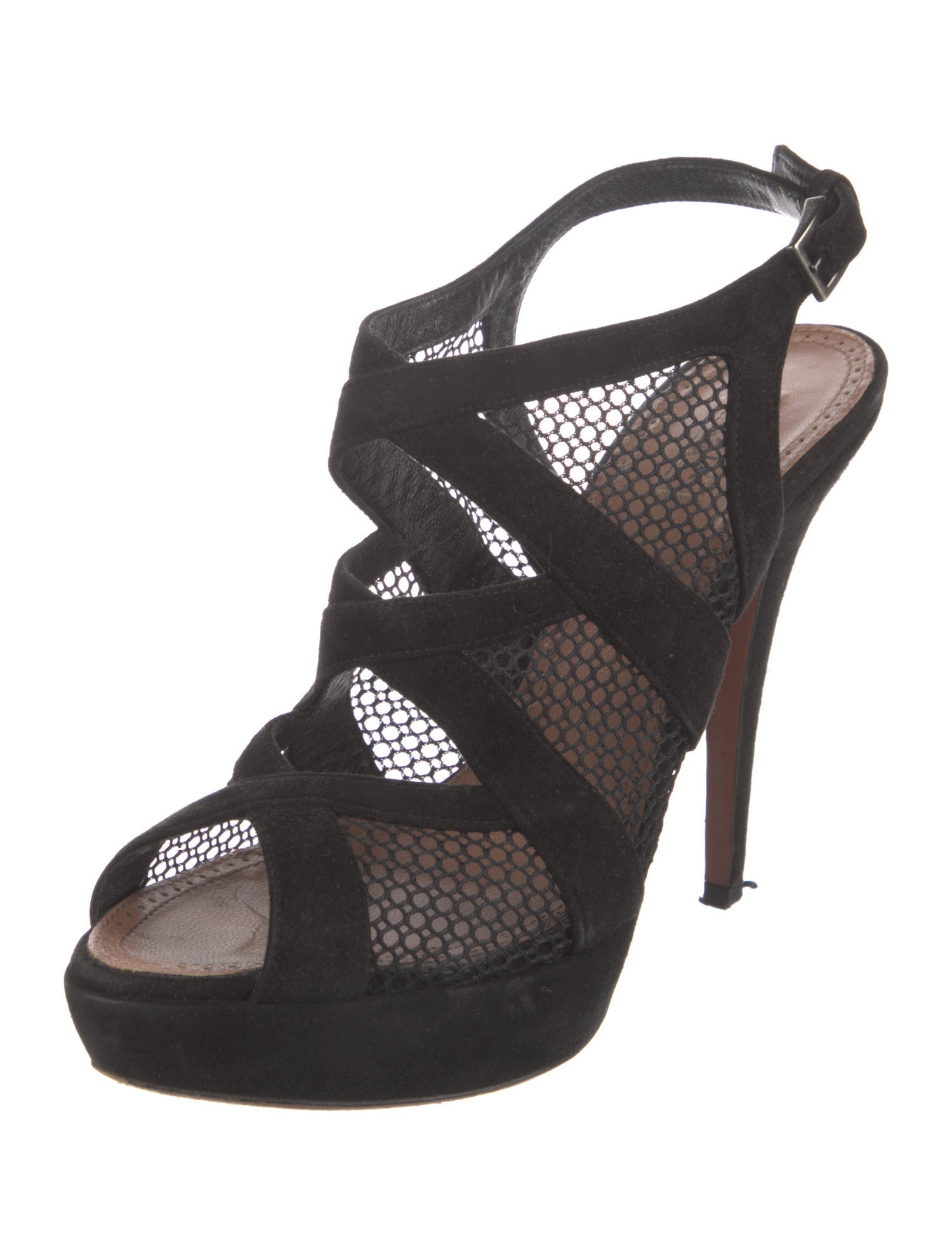Alaïa Suede Mesh Accents Slingback Pumps