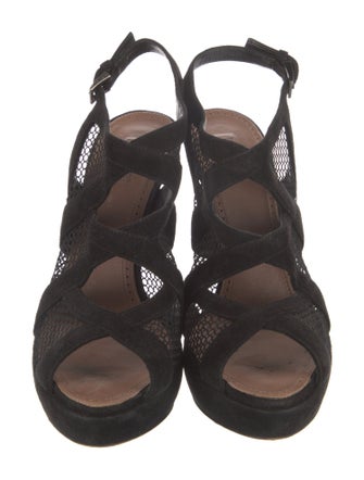 Alaïa Suede Mesh Accents Slingback Pumps