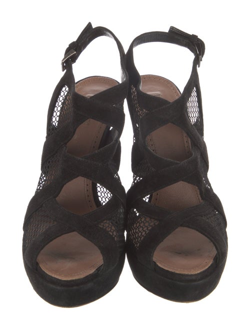 Alaïa Suede Mesh Accents Slingback Pumps
