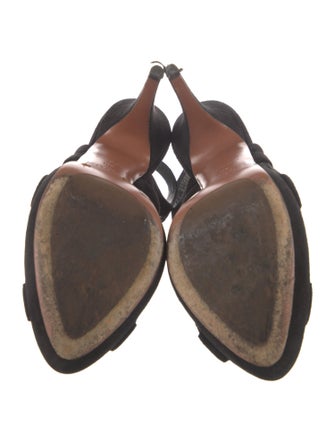 Alaïa Suede Mesh Accents Slingback Pumps