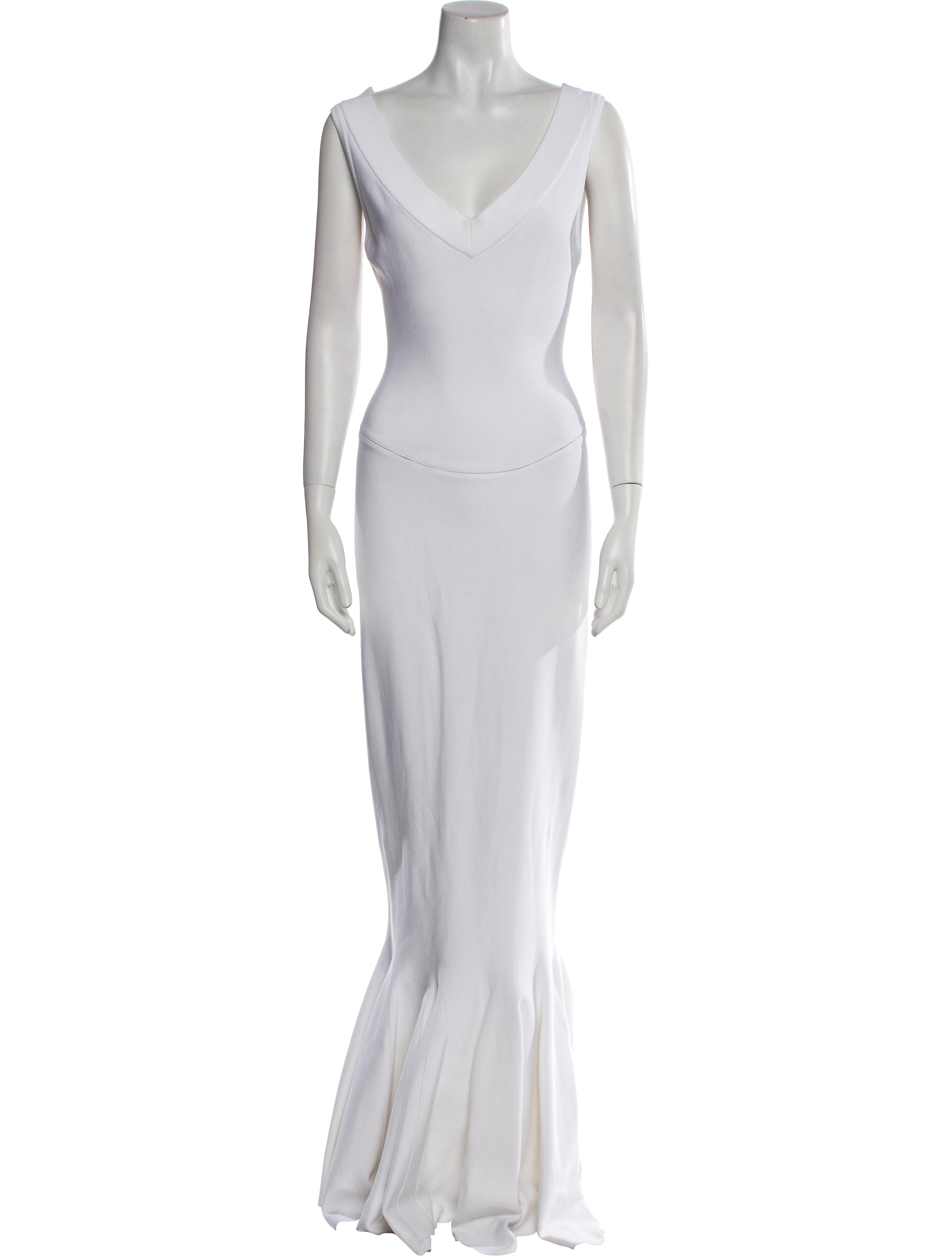 Alaïa V-Neck Long Dress