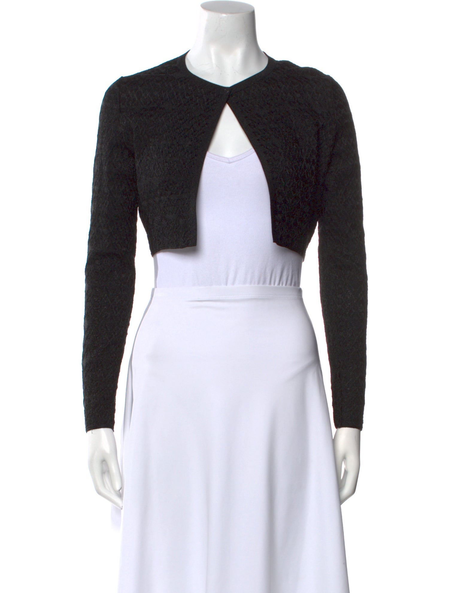 Alaïa Crew Neck Long Sleeve Crop Top