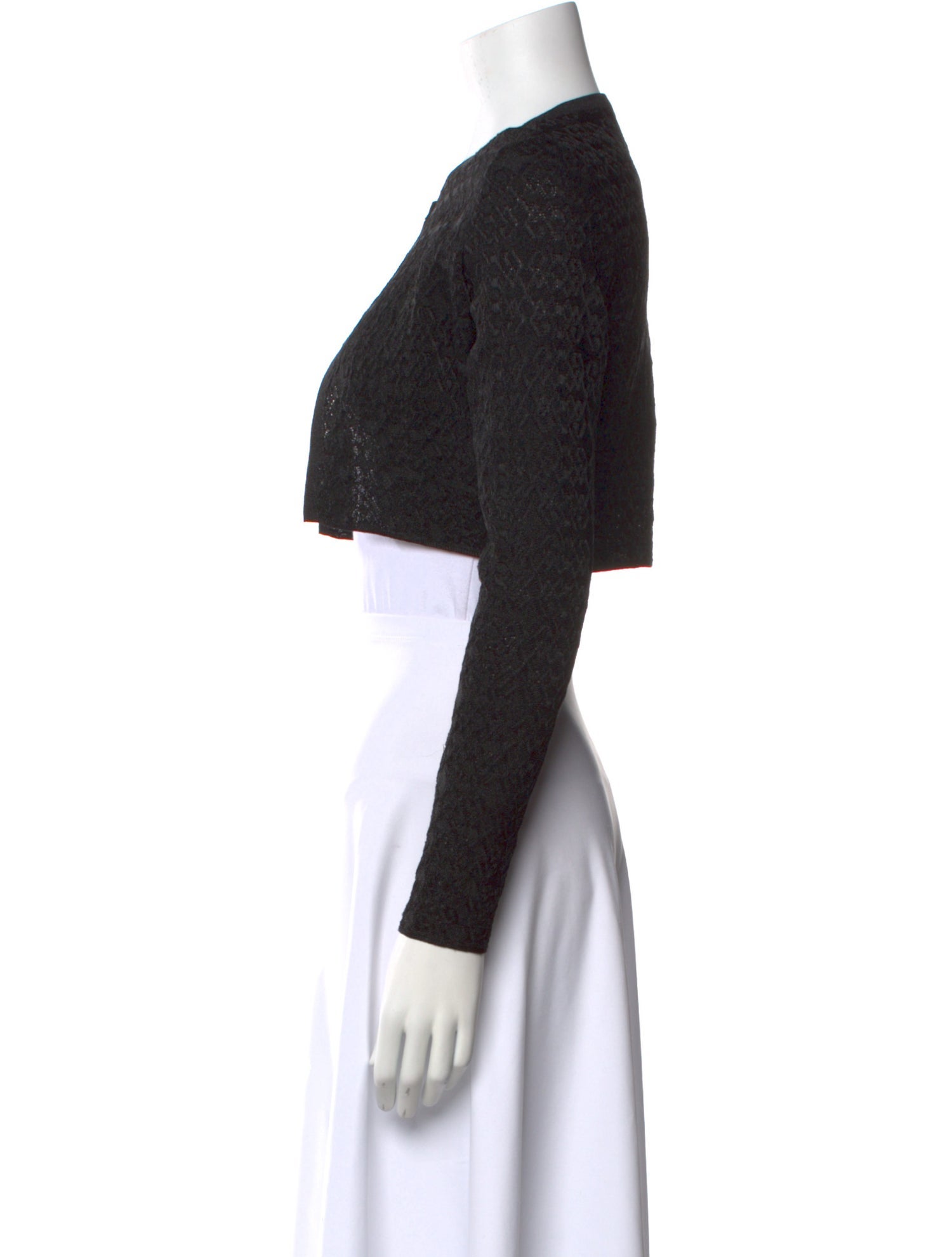 Alaïa Crew Neck Long Sleeve Crop Top