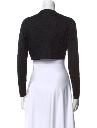 Alaïa Crew Neck Long Sleeve Crop Top