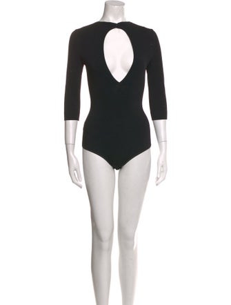 Alaïa V-Neck Three-Quarter Sleeve Bodysuit